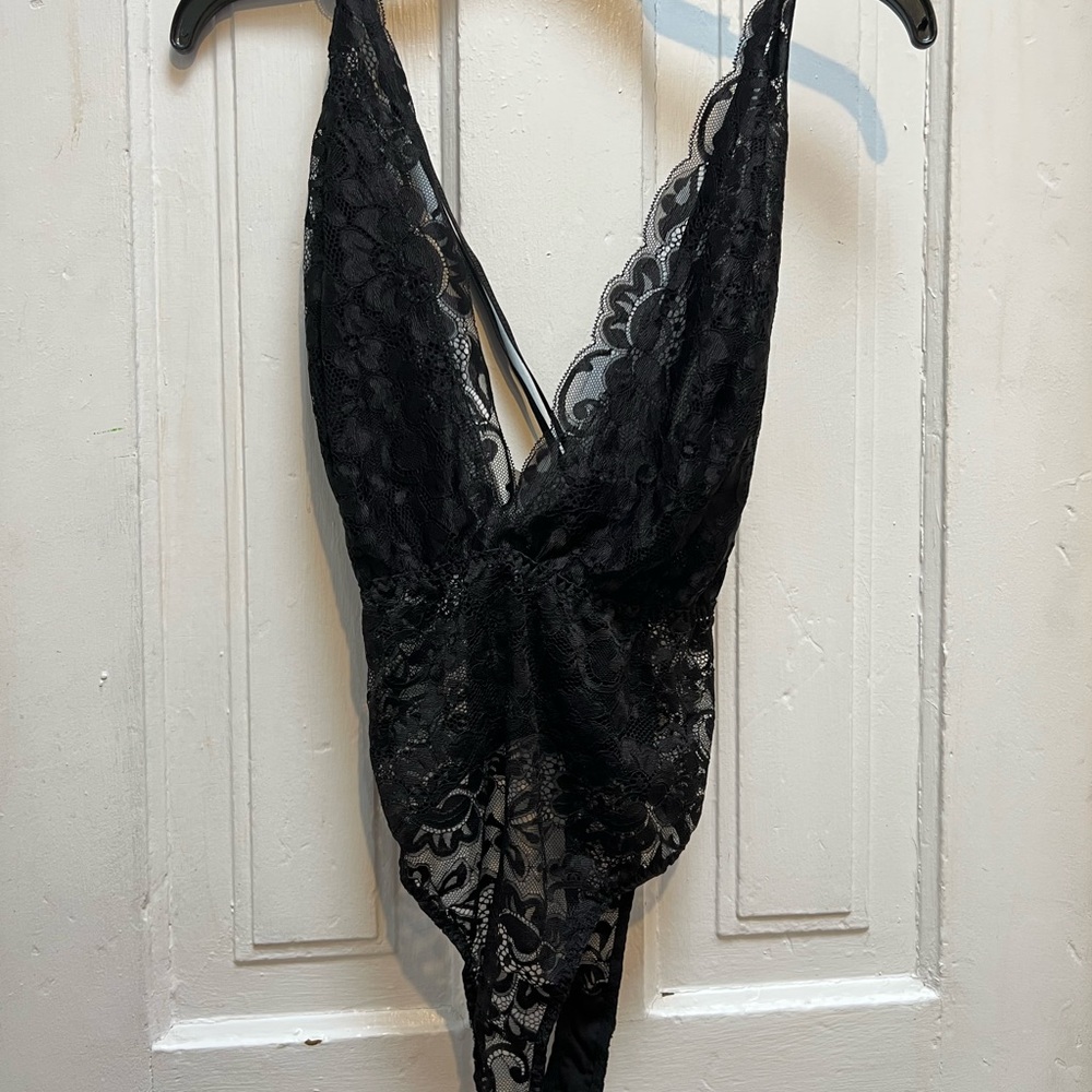 Wishlist sexy black lace bodysuit/lingerie size M